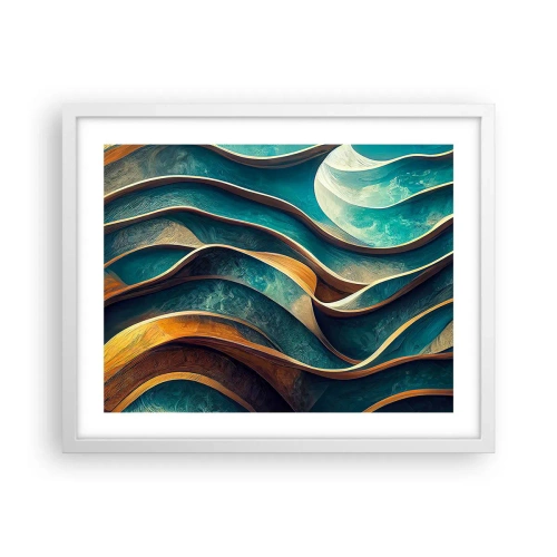 Poster in white frmae - Meanderings of Blue - 50x40 cm