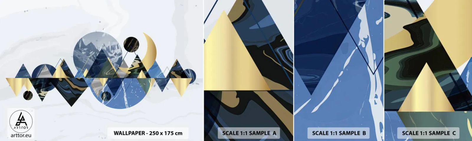 Photo Wallpaper Sample Standard Eco - Geometrical Landscape - Abstraction, Mountains, Piece - 100x30 cm