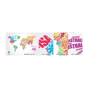 Photo Wallpaper Sample Self-Adhesive Deluxe Sticker - I Want to Get to Know All of Them - World map, Graphics, Continents - 100x30 cm