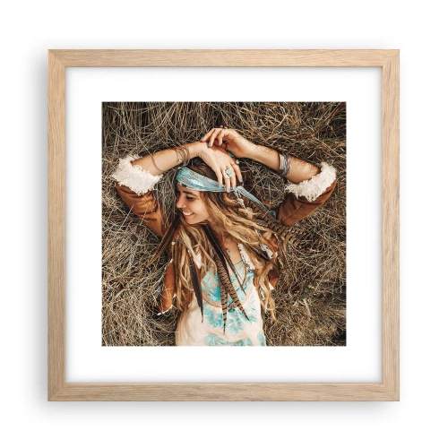 Poster in light oak frame - On the Way to the Summer of Love - 30x30 cm