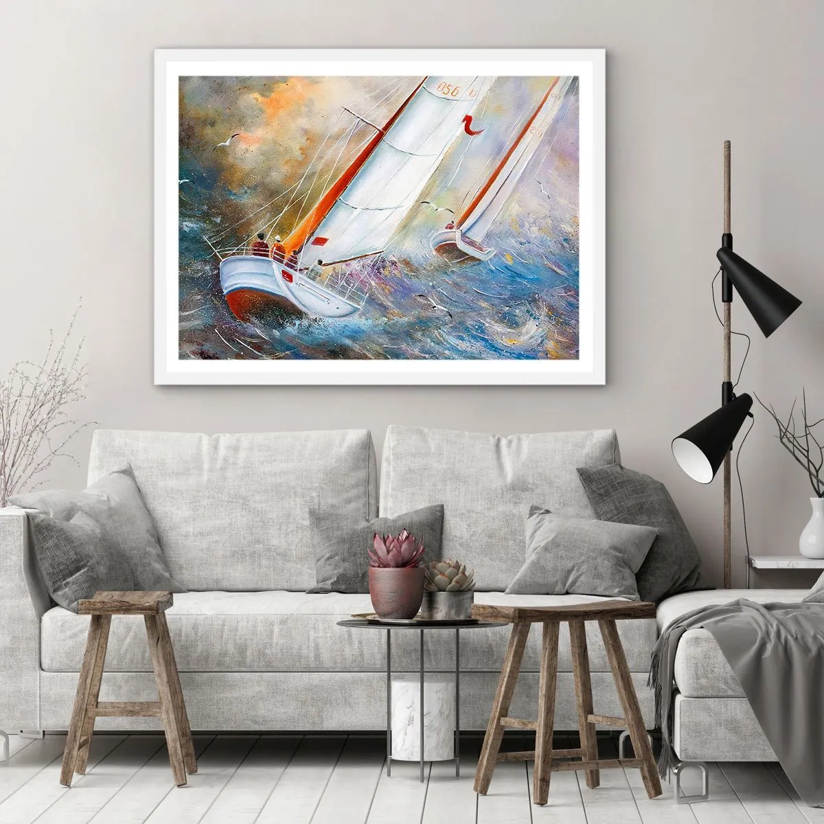 Poster in white frmae - Running on the Waves - 91x61 cm