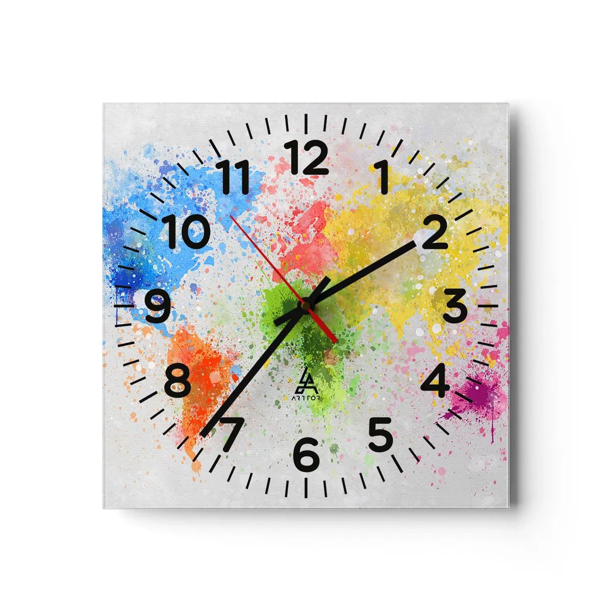 Wall clock - Clock on glass - All the Colours of the World - 30x30 cm