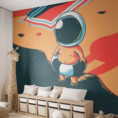 Photo Wallpaper Standard Eco - From a Different Perspective - Abstraction, Beach, Astronaut - 200x140 cm