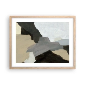 Poster in light oak frame - Abstract: Crossroads of Grey - 50x40 cm