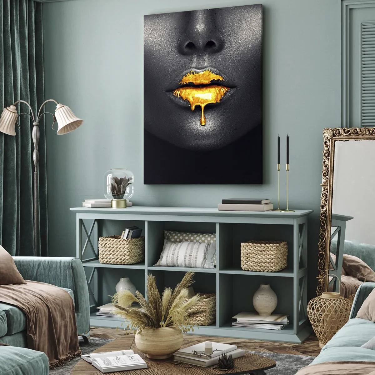 Canvas picture - Golden Lips - 50x70 cm