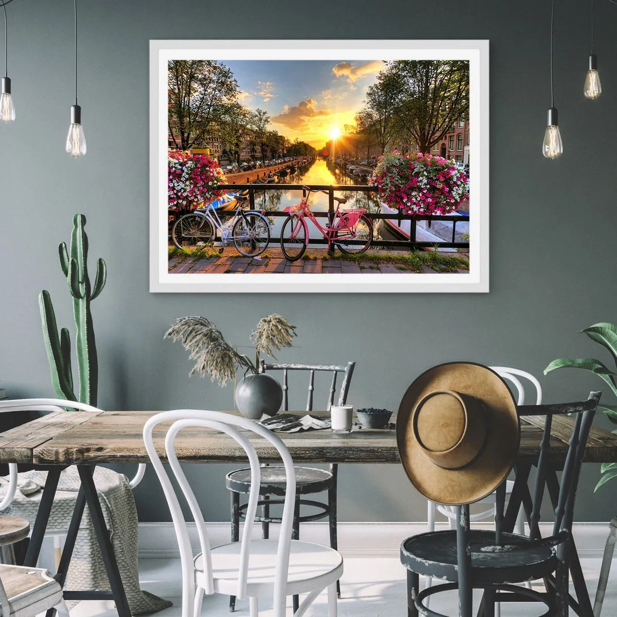 Poster in white frmae - Spring Morning in Amsterdam - 50x40 cm