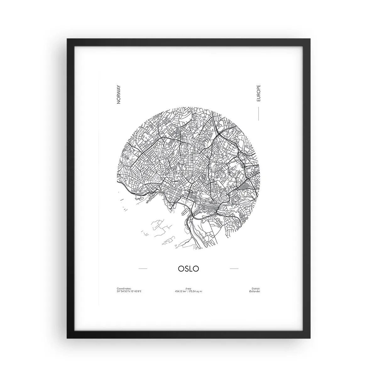 Poster in black frame - Anatomy of Oslo - 40x50 cm