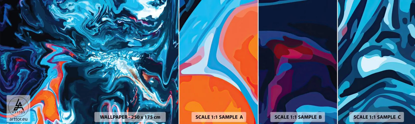 Photo Wallpaper Sample Standard Eco - Into the Interior of the Sky - Abstraction, Piece, Modern Pattern - 100x30 cm