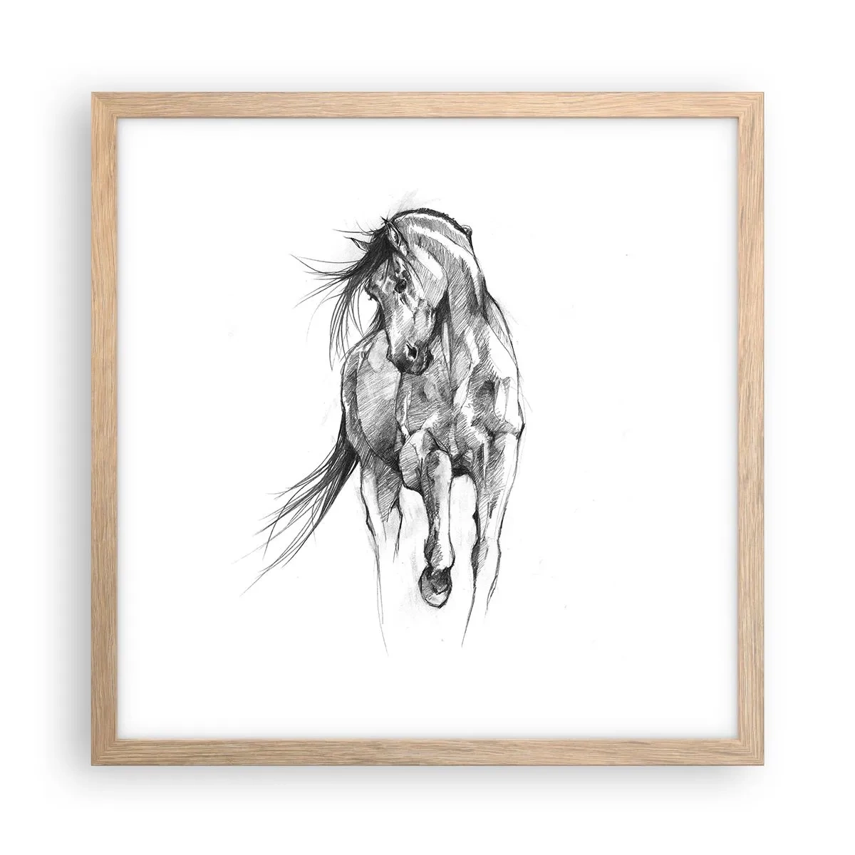 Poster in light oak frame - In a Graceful Trot - 40x40 cm