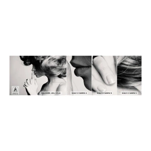 Photo Wallpaper Sample Self-Adhesive Deluxe Sticker - Listening to Herself - Woman, Model, Woman's Face - 100x30 cm