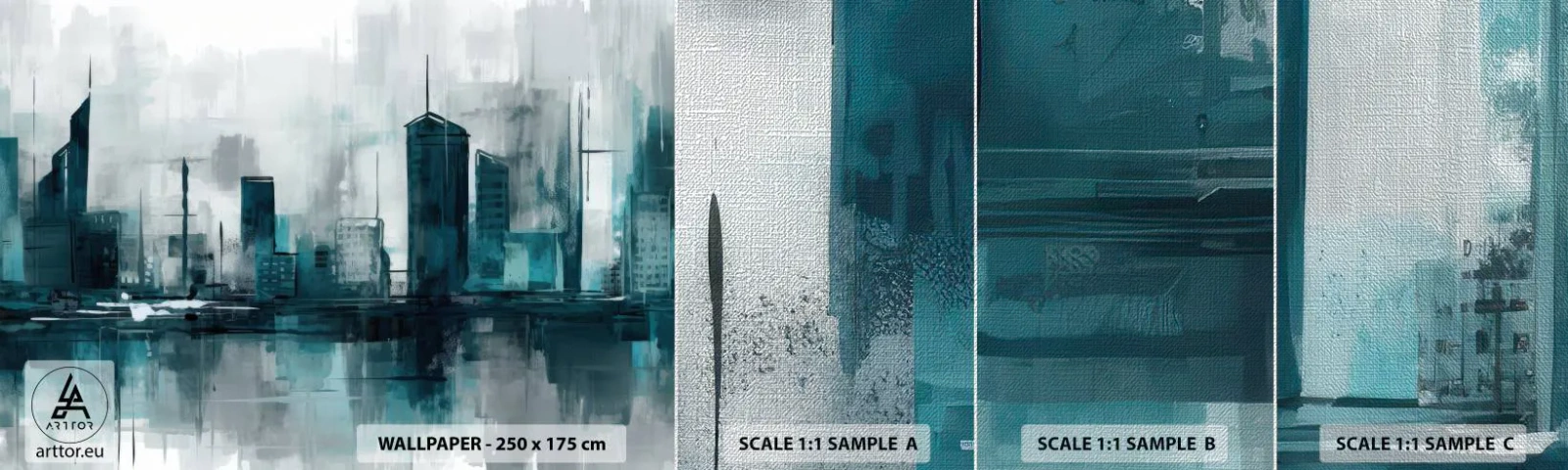 Photo Wallpaper Sample Premium Canvas - City in the Colour of Rain - City, Architecture, Piece - 100x30 cm