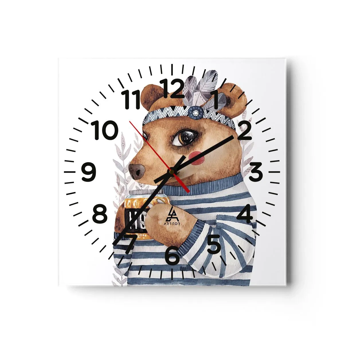 Wall clock - Clock on glass - Sweet Lady Bear - 40x40 cm