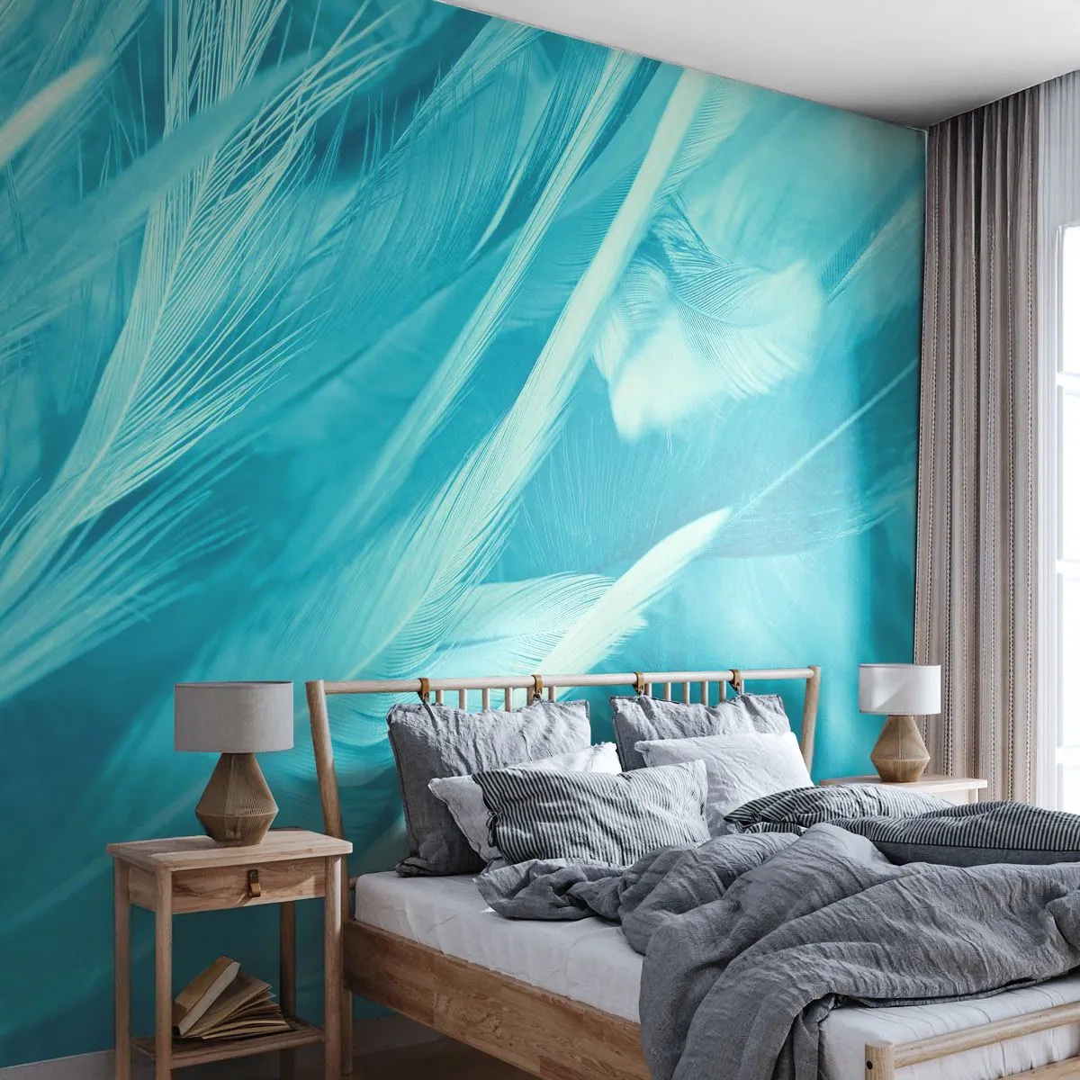 Photo Wallpaper Standard Eco - Drowning in Feathers - Bird feather, Bird, Graphics - 450x315 cm