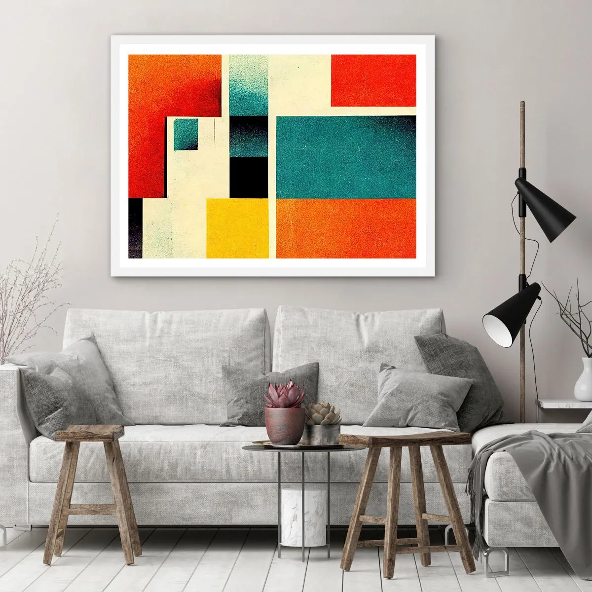 Poster in white frmae - Geometric Abstract - Good Energy - 91x61 cm