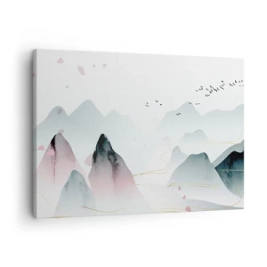 Canvas picture - Abstract mountains in pastel shades - 70x50cm - Over the Peaks - Modern wall decoration for the living room and bedroom ARTTOR