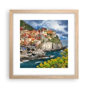 Poster in light oak frame - Hugging the Rocks - 30x30 cm