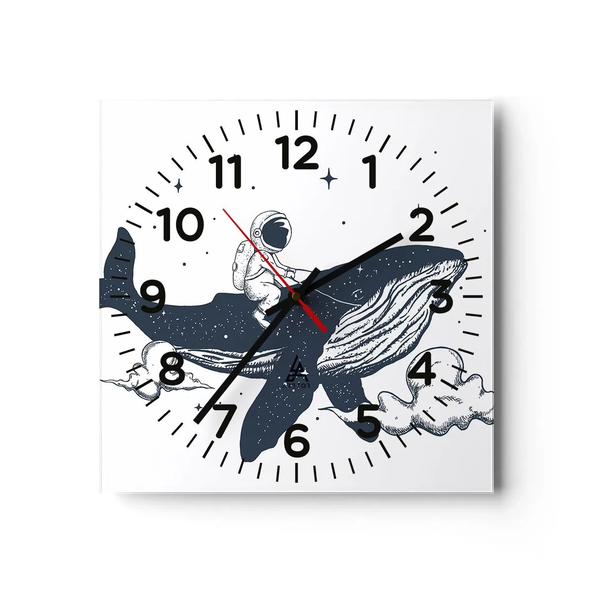 Wall clock - Clock on glass - Space Adventure - 30x30 cm