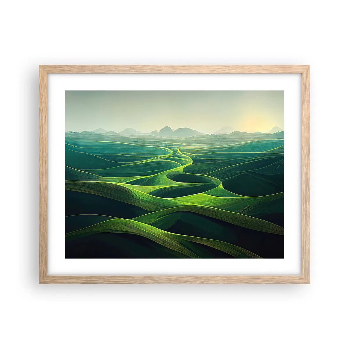 Poster in light oak frame - In Green Valleys - 50x40 cm