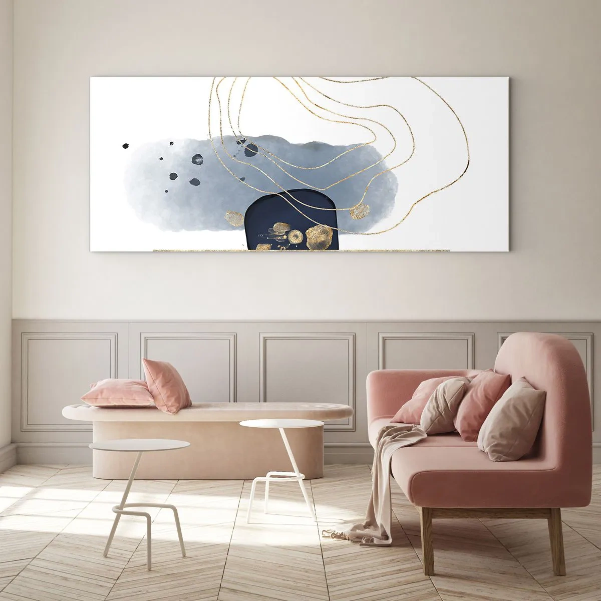 Glass picture - Blue and Gold Fantasy - 100x40 cm