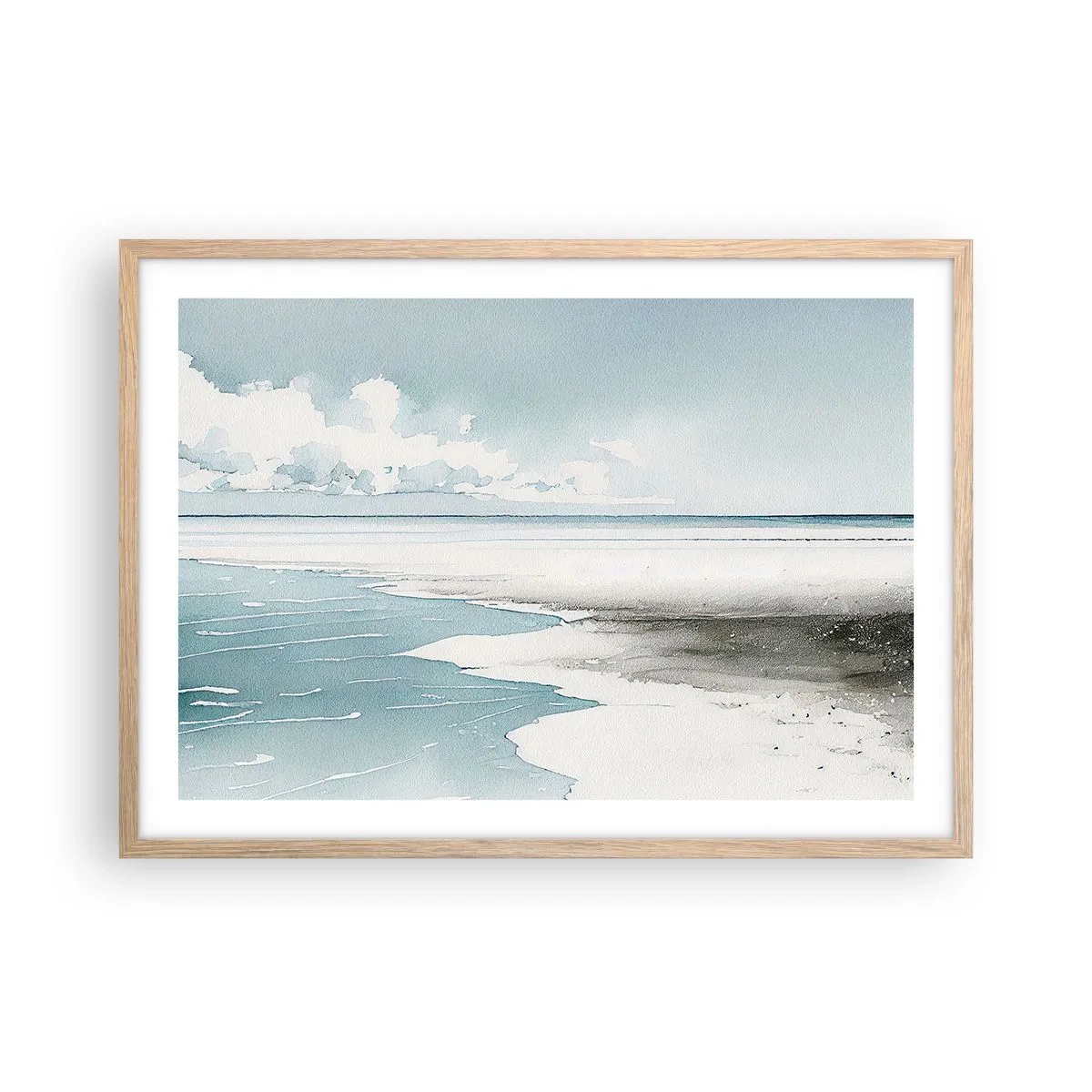 Poster in light oak frame - Gentle Tide - 70x50 cm