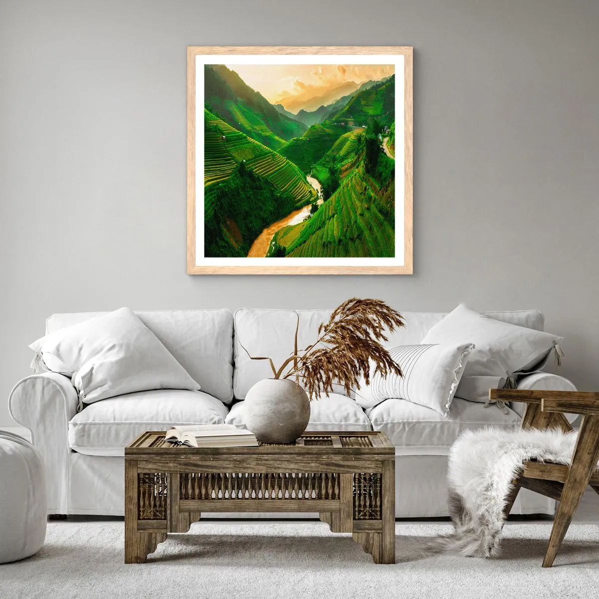 Poster in light oak frame - Vietnamese Valley - 60x60 cm