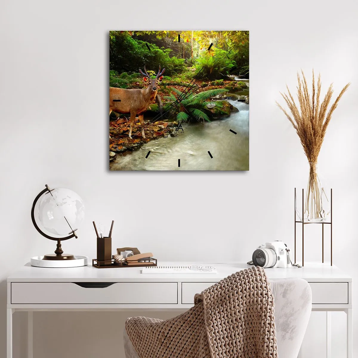 Wall clock - Clock on glass - Wlecome to my World - 40x40 cm