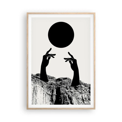 Poster in light oak frame - Surrealistic Composition: Sun and the Rest - 70x100 cm