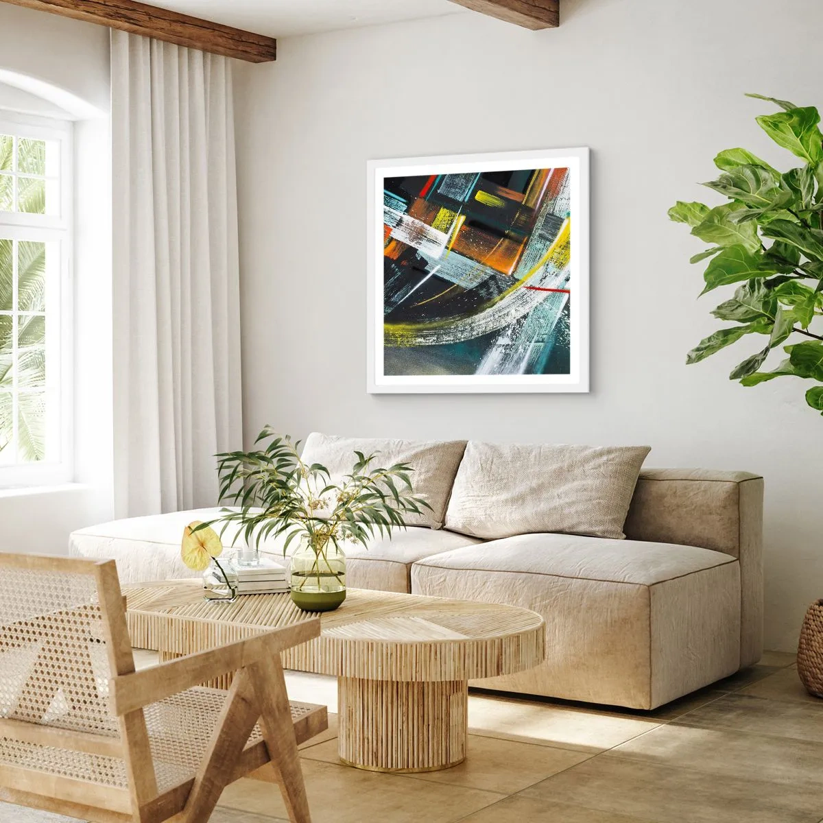 Poster in white frmae - Energy of Movement - 60x60 cm