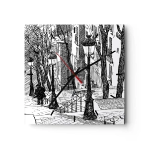 Wall clock - Clock on glass - Love Story or a Thriller? - 30x30 cm