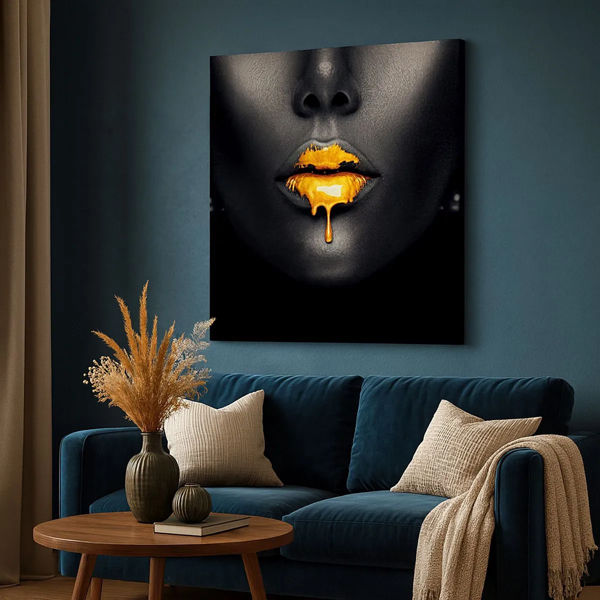 Canvas picture - Golden Lips - 30x30 cm