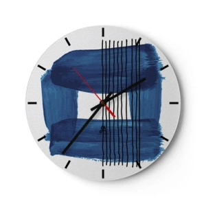 Wall clock - Clock on glass - Blue and Black Composition - 40x40 cm