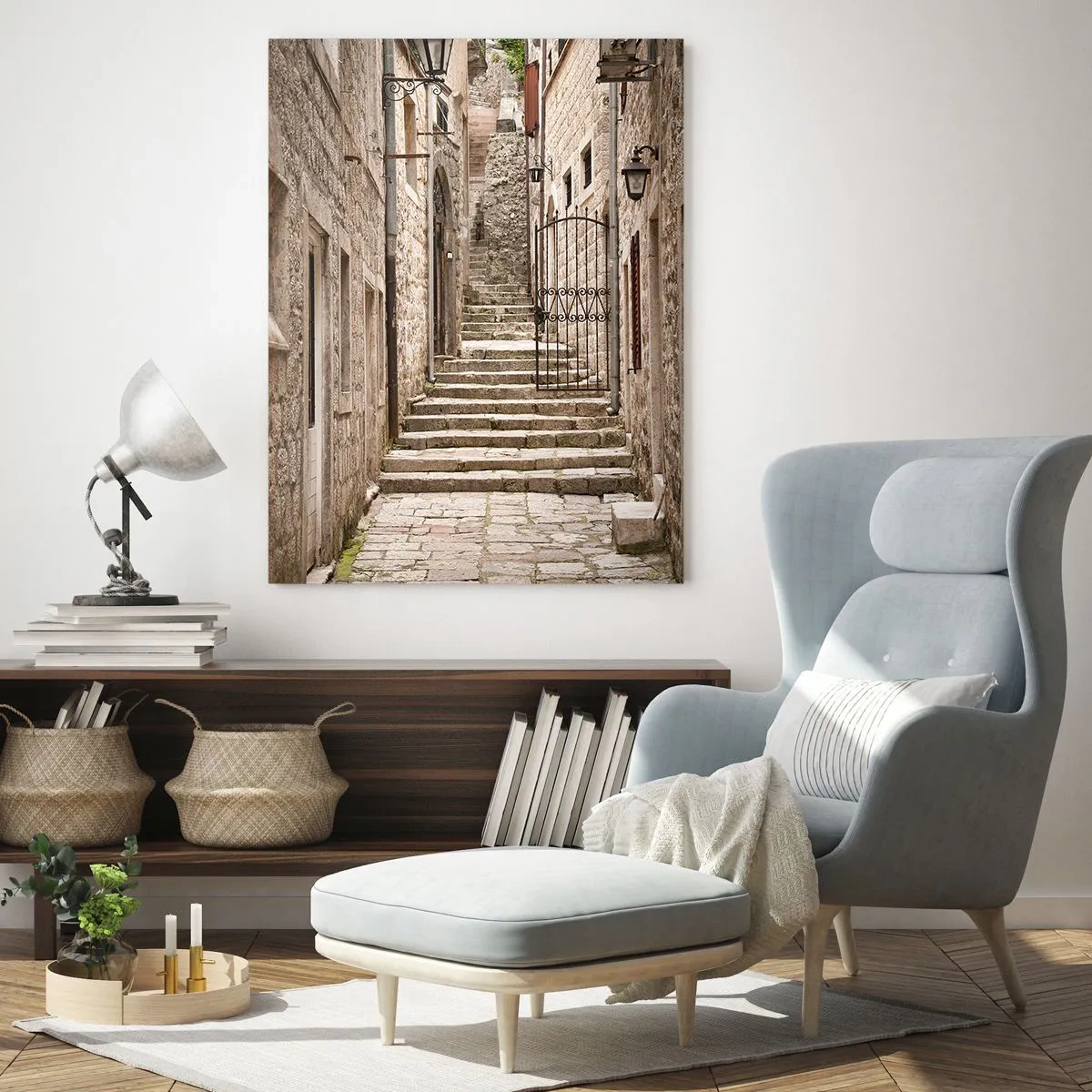 Glass picture - Magical Old Alley - 70x100 cm