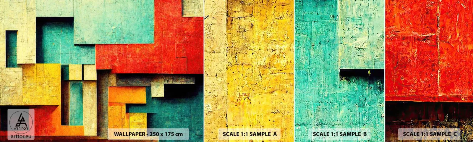 Photo Wallpaper Sample Standard Eco - Festival of Right Angles - 3D, Piece, Geometric - 100x30 cm