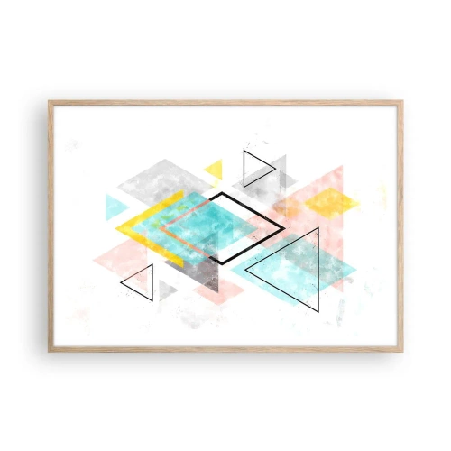 Poster in light oak frame - Geometric Play - 100x70 cm