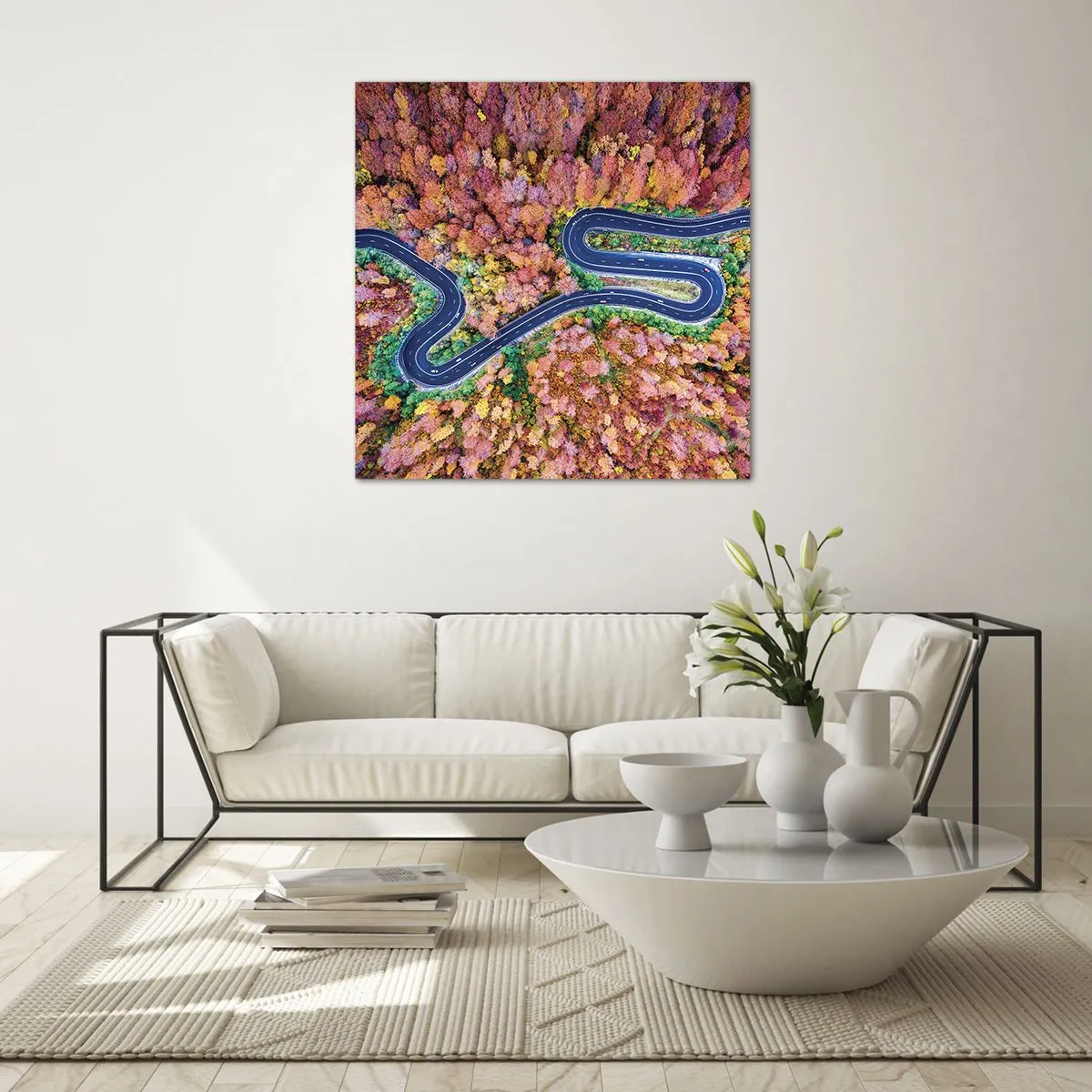 Glass picture - Winding Path through a Forest - 70x70 cm