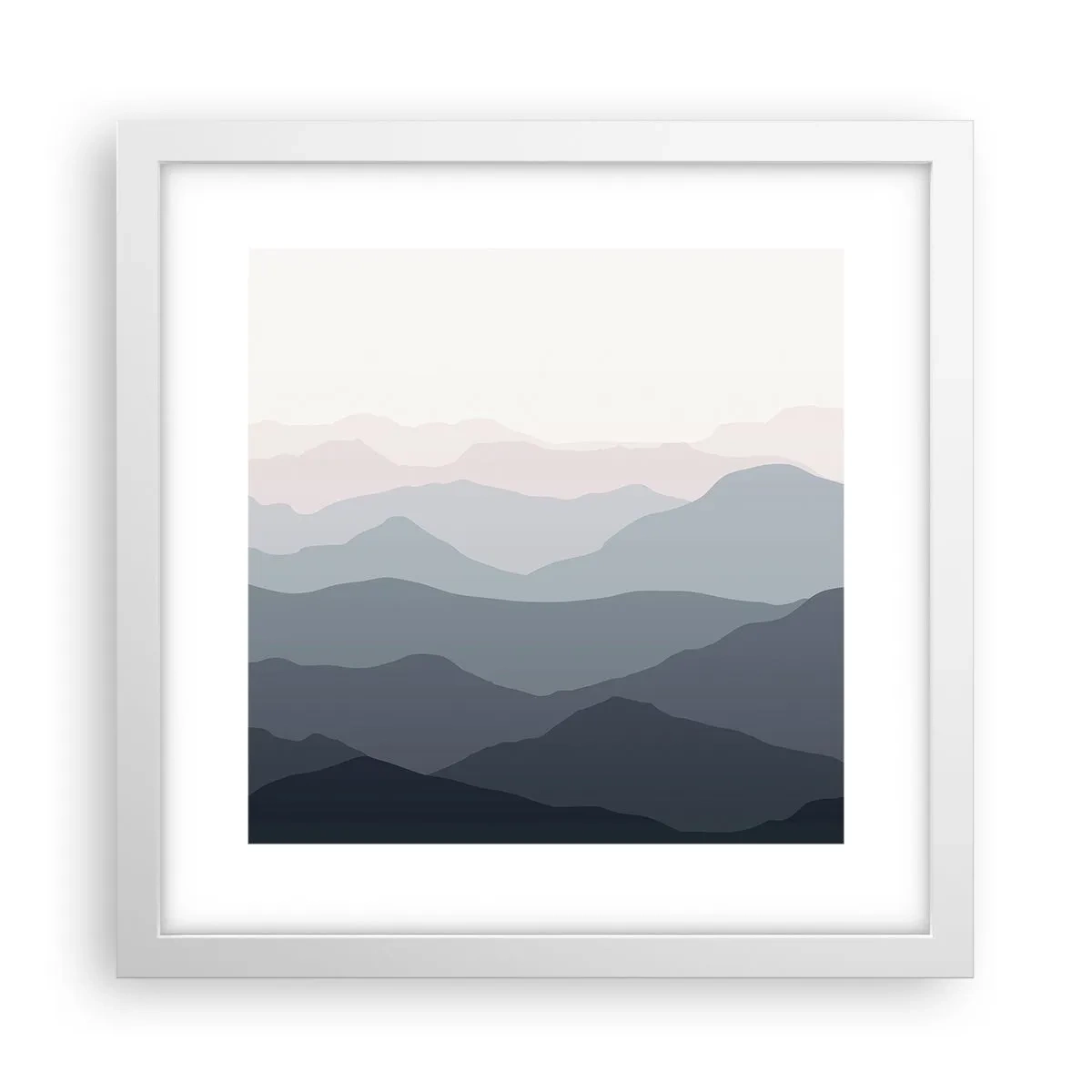 Poster in white frmae - Mountain Waves - 30x30 cm