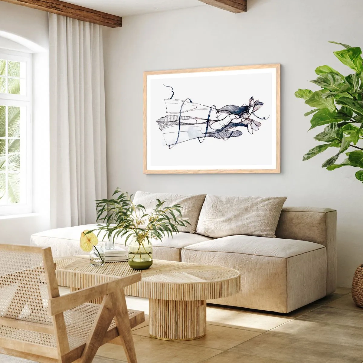 Poster in light oak frame - Study of Touch - 40x30 cm
