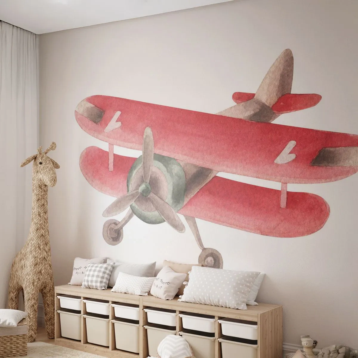 Photo Wallpaper Premium Sand - Ready for High Flghts - Plane, Children's, Vintage - 400x280 cm