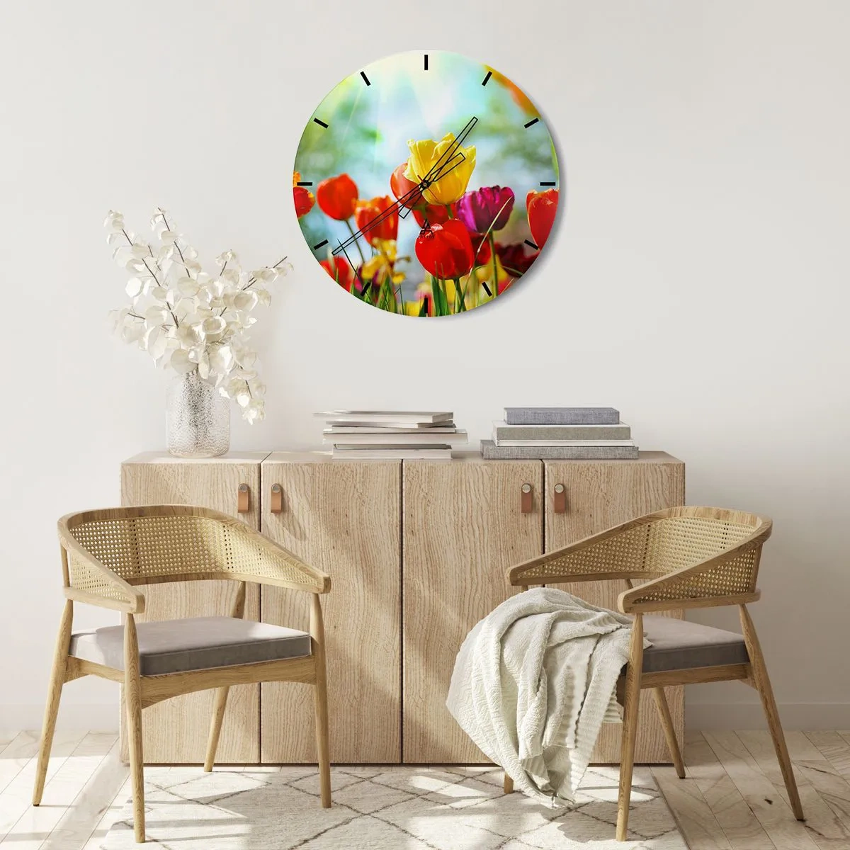 Wall clock - Clock on glass - All Colours of the Sun - 40x40 cm