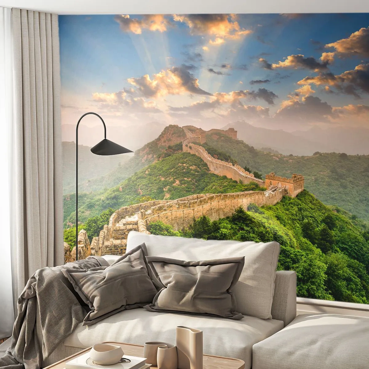 Photo Wallpaper Premium Canvas - Neverending Grandeur - Landscape, The Great Wall of China, Asia - 200x140 cm