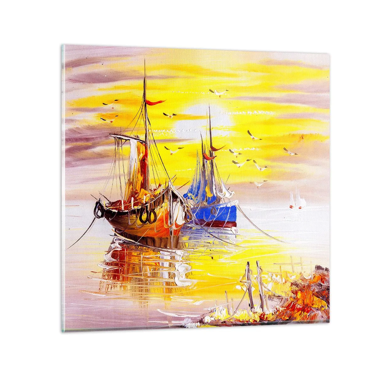Glass picture - Deserved Rest in Port - 30x30 cm