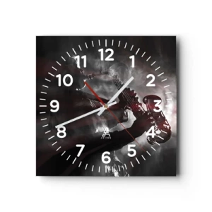 Wall clock - Clock on glass - Lost in the Fog of Jazz - 30x30 cm