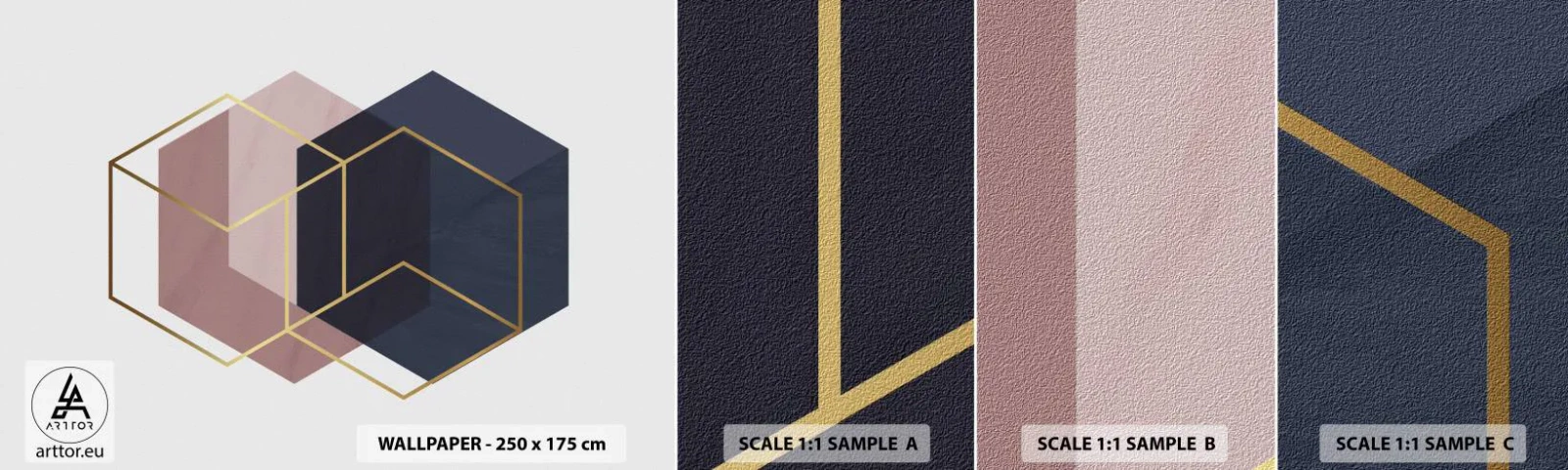 Photo Wallpaper Sample Standard Eco - Power of Simplicity - Abstraction, Piece, Hexagen - 100x30 cm