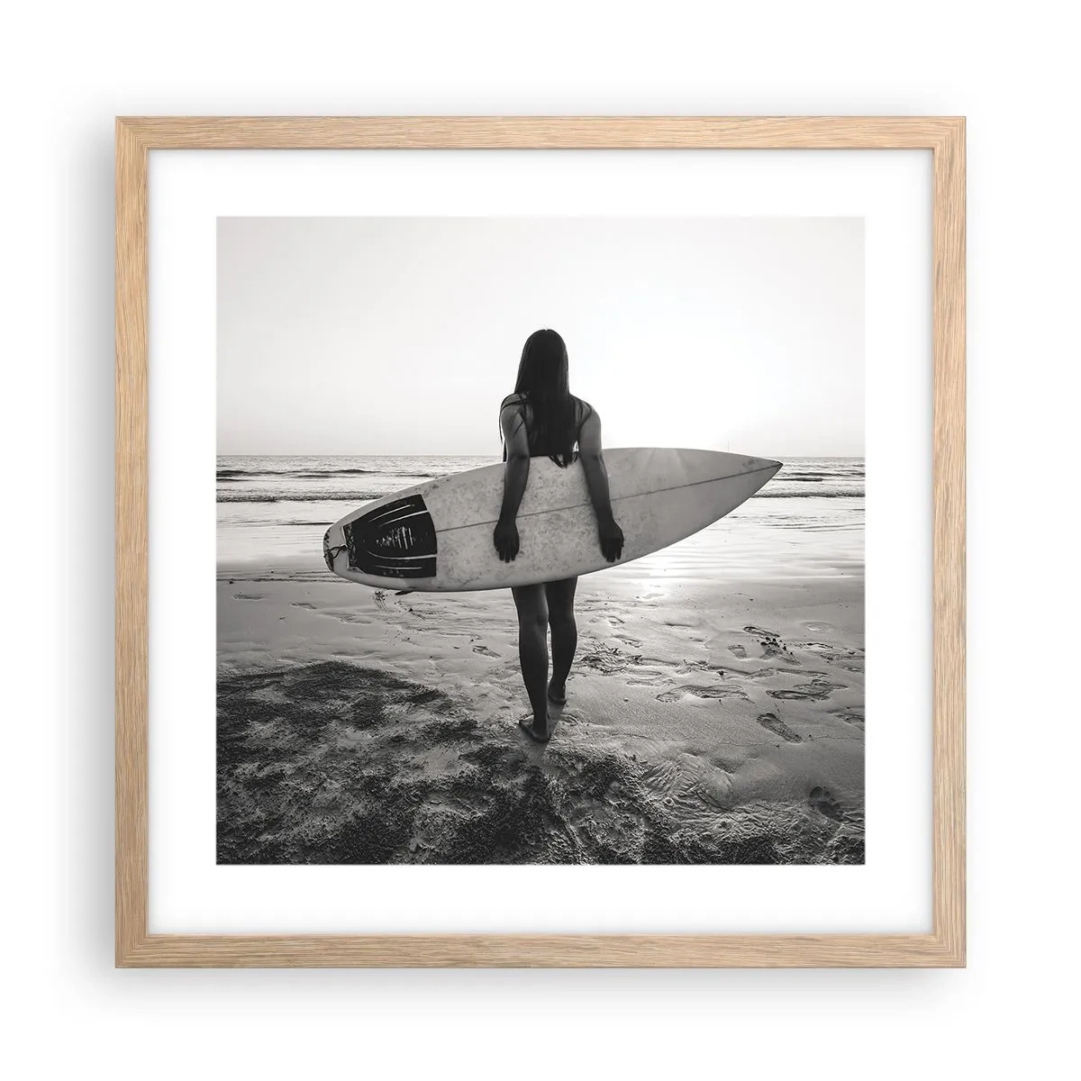 Poster in light oak frame - Daughter of Sea Wave - 40x40 cm