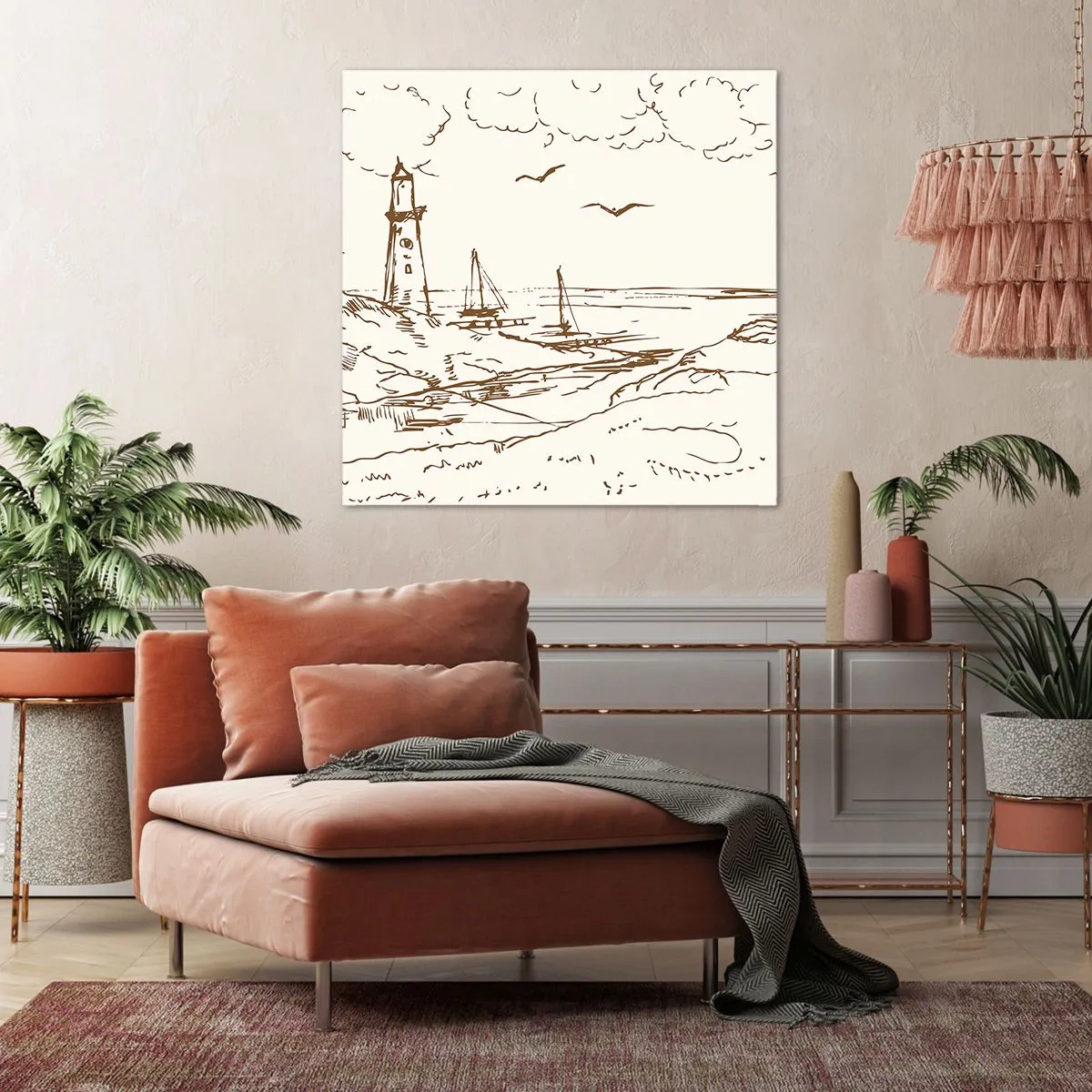 Canvas picture - Outline of a Summer Postcard - 70x70 cm