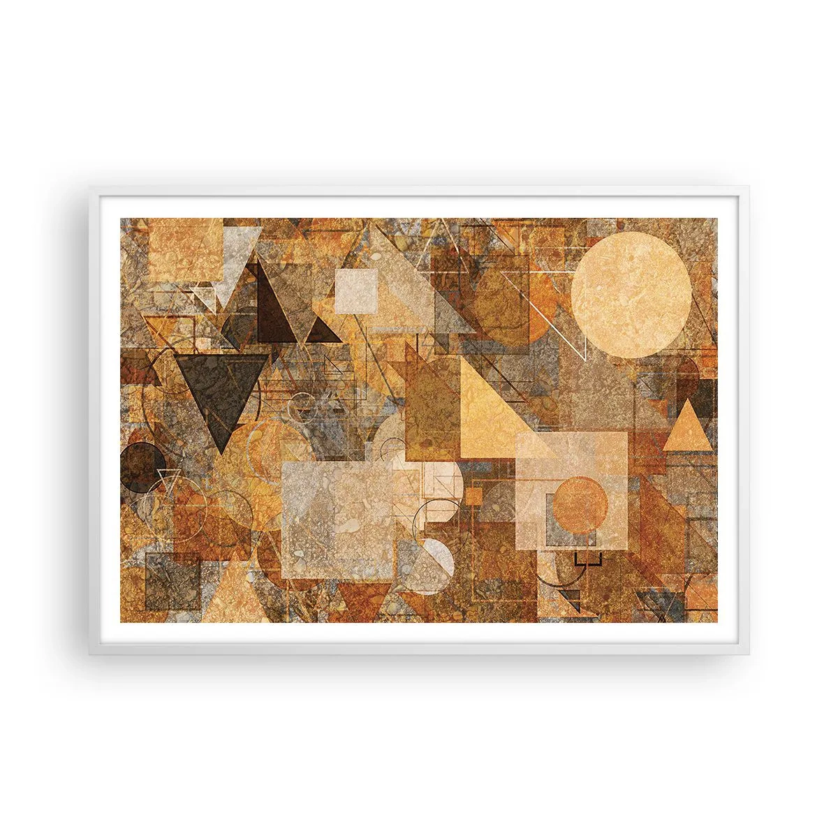 Poster in white frmae - Cubist Study in Brown - 100x70 cm