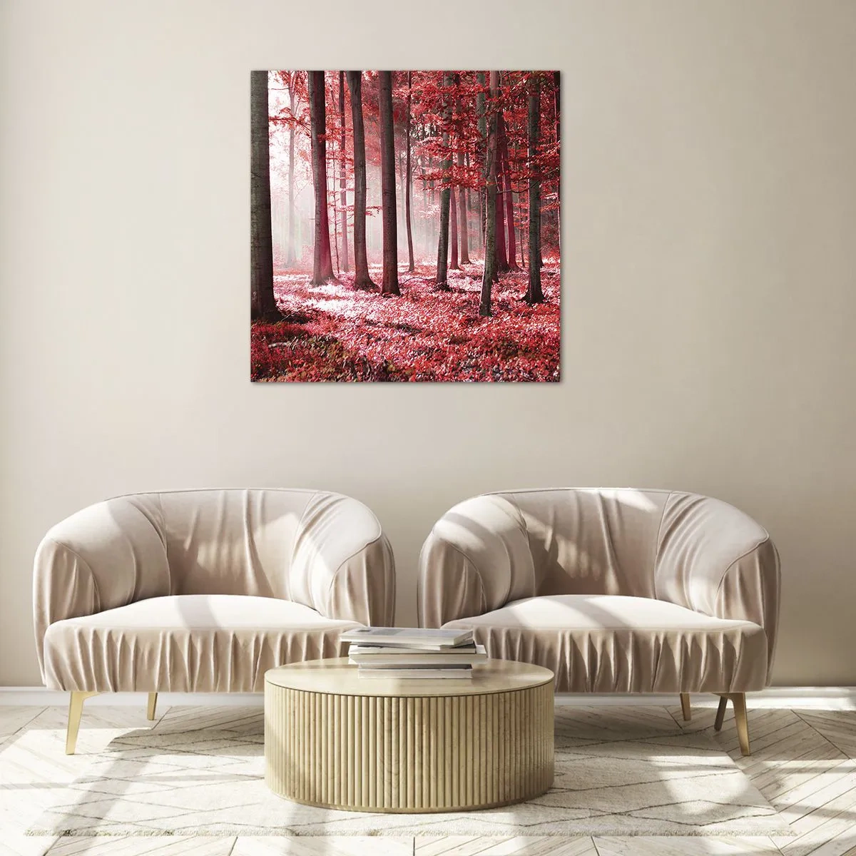 Glass picture - Red Equally Beautiful - 40x40 cm