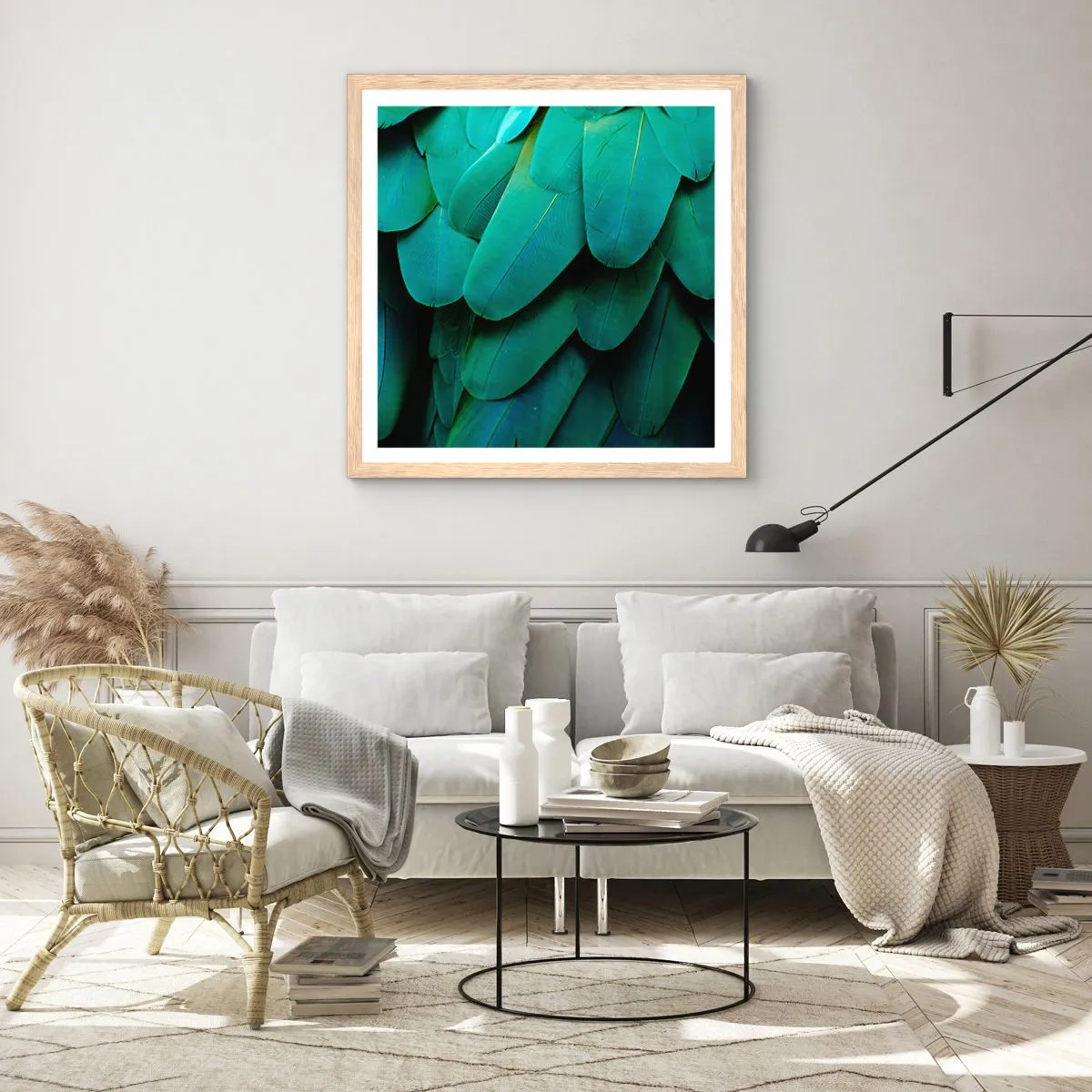 Poster in light oak frame - Precision of Parrot Nature - 40x40 cm