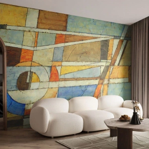 Photo Wallpaper Premium Sand - Cubism on a Construction Site - Abstraction, Piece, Graphics - 100x70 cm