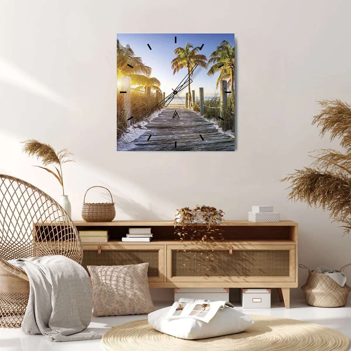 Wall clock - Clock on glass - Straight to Paradise - 40x40 cm